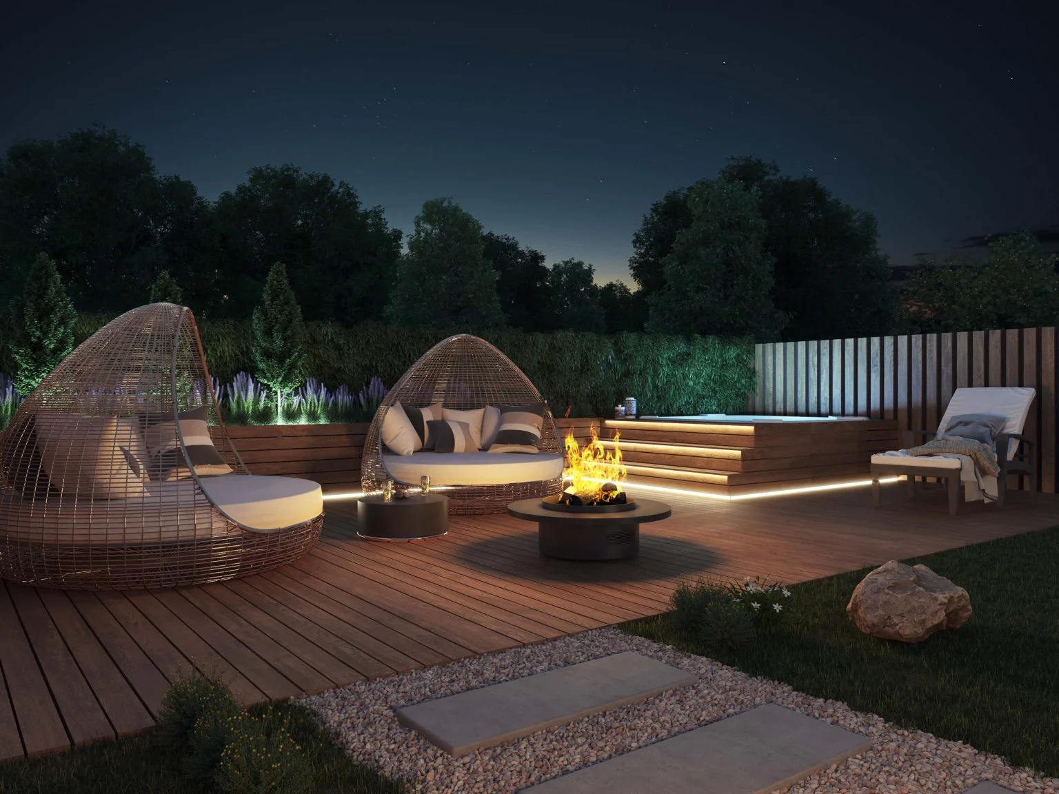 Espaço exterior com jardim apresentado pela A2 Arquitetura